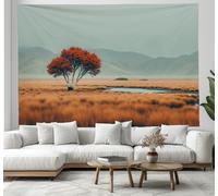 DACRWEKZ Simple Y Natural Tapiz de Abedules En Los Campos Tapiz de pared Tapiz de ropa de cama Amarillo Impresión de patrones Manta de playa para dormitorio Sala de estar Dormitorio 100x150cm