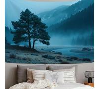 DACRWEKZ Tapiz de Paisaje natural Arroyo de Pine Mountain, tapiz de pared, tapices de pared esthetic para hogar, oficina, dormitorio, decoración interior y exterior, tamaño grande, Azul grisáceo