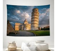 DACRWEKZ Tapiz Decorativo Pared, Arquitectura Clásica Iglesia De La Torre Inclinada, 70x100cm Tapiz Pared, Tapices para Decoración de Dormitorio, Decoración de Pared, Arte de Pared, Manteles Beige