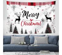 DACRWEKZ Tapiz diseño de cuadros, Tela de Pared Árbol de personajes del ciervo, Tapisserie Rojo y negro, Planta Botánica para Salón Dormitorio Hogar Decoración de Pared, 130x150cm