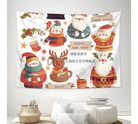 DACRWEKZ Tapiz Ilustraciones bonitas, Tela de Pared Personajes navideños, Tapisserie Amarillo y rojo, Planta Botánica para Salón Dormitorio Hogar Decoración de Pared, 130x150cm