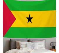 DACRWEKZ Tapiz Pared Bandera de Santo Tomé y Príncipe Tela Decoracion Pared Patriotismo Tapices Decorativos de Tela Tapiz Verde amarillo para Habitación Dormitorio Sala Pareo Playa 200 x 150cm