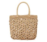 Dacvgog Bolso de Mano de Paja Informal para Mujer, Bolso de Hombro Tejido de Mimbre, Bolso de RatáN de Playa de, Bolso de Gran Capacidad, Bolso de