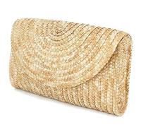 Dacvgog Straw Embrague para las mujeres de playa de verano Carteras de boda Cartera Color:, marrón