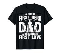 Dad A Son's First Hero A Daughter's First Love Fathers Day Camiseta gráfica económica, Hombre, Negro, XL