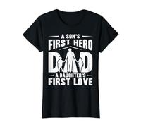 Dad A Son's First Hero A Daughter's First Love Fathers Day Camiseta gráfica económica, Mujer, Negro, S