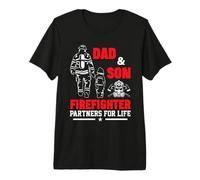 Dad and Son Firefighter Partners For Life Fathers Day Camiseta Premium