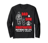 Dad and Son Firefighter Partners For Life Fathers Day Manga Larga