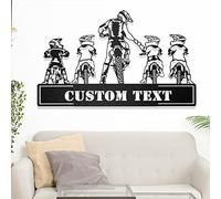 Dad And Son Motocross Rider Biker Motocicleta Día del padre, Letrero de metal para motocicleta, Letrero de garaje de metal, Arte de metal personalizado Nombres de familia personalizados Regalo 4 niños