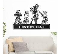 Dad And Son Motocross Rider Biker Motocicleta Día del padre, Letrero de metal para motocicleta, Letrero de garaje de metal, Arte de metal personalizado Nombres de familia personalizados Regalo 3 niños