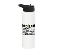 Dad Bank Funny Daddy Papa Día del Padre Stainless Steel Insulated Water Bottle