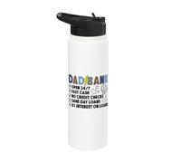 Dad Bank Funny Daddy Papa Día del Padre Stainless Steel Insulated Water Bottle