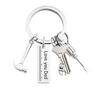 DAD DAY DAY - Regalo para llavero de herramientas mini DIY - para hombres, destornillador para llaves de coche | Caña de campo ajustable colgante para Matho, Token de acero portatil, plateado, 01