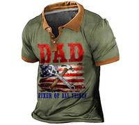 Dad Fixer of All Things Polo Hombres Divertido Letra 3D Impreso Polo Casual de Manga Corta Sport Tops