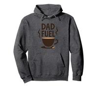 Dad Fuel: Taza de café Día del Padre Humor Sudadera con Capucha, Unisex para Adultos, Jaspeado Oscuro, XL