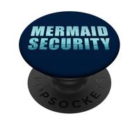 Dad Humor Mermaid Security Turquoise Watercolor Graphic PopSockets PopGrip Adhesivo
