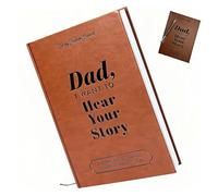 Dad, I Want To Hear Your Story - Libro de diario guiado para el padre para compartir su vida, libro de diario de papá con tapa dura envuelto en cuero, suministros escolares portátiles para regalos de