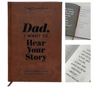 Dad, I Want to Hear Your Story Notebook, Leather Wrapped Hardback, Black Gold Foil Lettering, A Father's Guided Journal To Share His Life & His Love