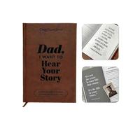 Dad, I Want to Hear Your Story Notebook, Leather Wrapped Hardback, Black Gold Foil Lettering, Guided Journal for Father To Share His Life & His Love