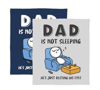 Dad Is Not Sleeping Flannel Throws, Funny Blanket - Soft Warm Blankets Novelty Joke Lettering Throw, 130x150cm Dimension + 600g Weighted Flannel, Certified cmfy Fleece Thread - For Lounging & Sofas