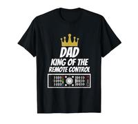 Dad King of The Remote Control - Lema Divertido para papá Camiseta gráfica económica, Hombre, Negro, S