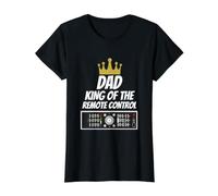 Dad King of The Remote Control - Lema Divertido para papá Camiseta gráfica económica, Mujer, Negro, S