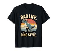 Dad Life Dino Style Retro T Rex Paternidad Camiseta