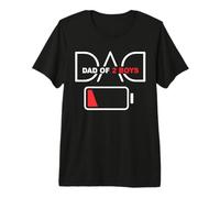 Dad of 2 Boys Low Battery Father’s Day Dad Camiseta Premium