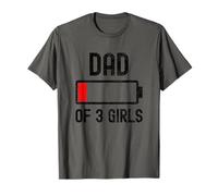 Dad of 3 Girls Funny Fathers Day Low Battery Tired For Daddy Camiseta