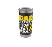 Dad of a Warrior Childhood Cancer Awareness Family Matching Vaso térmico de acero inoxidable de doble pared