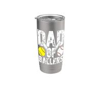 Dad of ballers baseball Dad for men Father's Day baseball Vaso térmico de acero inoxidable de doble pared