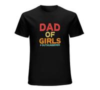 Dad of Girls #Outnumbered Unisex Printed T-Shirt Mens Black tee Shirt S