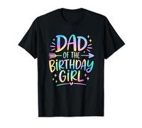 Dad of The Birthday Girl | Divertido Colorido Pastel arcoíris Camiseta