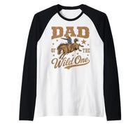 Dad of The Wild One Cowboy Western Rodeo Party Matching Camiseta Manga Raglan