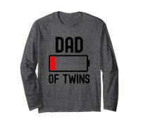 Dad of Twins Funny Fathers Day Low 1% Charged Battery Tired Manga Larga