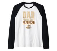 Dad Powered by Espresso Funny Coffee Lover Fathers Day Camiseta Manga Raglan