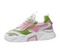 Dad Shoes - Zapatillas deportivas informales para mujer, malla de color caramelo, transpirables, suela gruesa, que refuerzan la altura, zapatos de moda para mujer, zapatos altos con piel, a, 36 EU