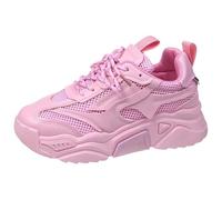 Dad Shoes - Zapatillas deportivas informales para mujer, malla de color caramelo, transpirables, suela gruesa, que refuerzan la altura, zapatos de moda para mujer, zapatos altos con piel, Rosa., 36 EU