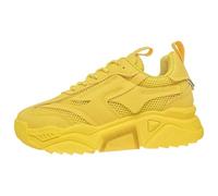 Dad Shoes - Zapatillas deportivas informales para mujer, malla de color caramelo, transpirables, suela gruesa, que refuerzan la altura, zapatos de moda para mujer, zapatos altos con piel, amarillo, 36