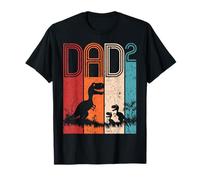 Dad Squared Vintage T-Rex Dad with Two Kids Prehistoric Camiseta