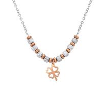 Dada Gioielli - Collar de mujer con colgante rosa trébol y estrella y corazón, cadena diamantada de 45 + 5 cm, idea de regalo para ella (Trébol)