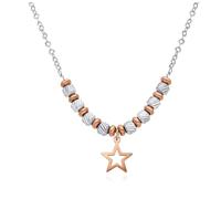 Dada Gioielli - Collar de mujer con colgante rosa trébol y estrella y corazón, cadena diamantada de 45 + 5 cm, idea de regalo para ella