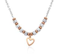 Dada Gioielli - Collar de mujer con colgante rosa trébol y estrella y corazón, cadena diamantada de 45 + 5 cm, idea de regalo para ella (Corazón)