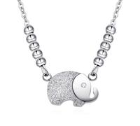 Dada Gioielli - Collar de Mujer con Trébol, Mariquita y Elefantito de la Suerte en Acero (Elefantito color Plata)