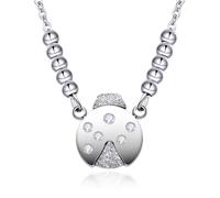 Dada Gioielli - Collar de Mujer con Trébol, Mariquita y Elefantito de la Suerte en Acero (Mariquita color Plata)