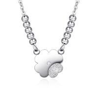 Dada Gioielli - Collar de Mujer con Trébol, Mariquita y Elefantito de la Suerte en Acero (Trébol color Plata)