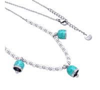 Dada Gioielli - Collar de Perlas de Cristal de Mallorca y Campanilla de Capri con Cadena de Acero Inoxidable, Regalo de Amuleto de la Suerte para Mujer, Cumpleaños - Graduación,