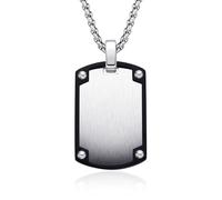 Dada Gioielli - Collar Hombre de Acero Inoxidable con Colgante Chapa Militar personalizable estilo Top Gun color Negro o Plata satinado, Regalo Papá - Novio - Nieto, Plata, Acero satinado Plata