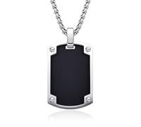 Dada Gioielli - Collar Hombre de Acero Inoxidable con Colgante Chapa Militar personalizable estilo Top Gun color Negro o Plata satinado, Regalo Papá - Novio - Nieto, Negro, Acero satinado Negro