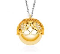 Dada Gioielli - Collar Llamador de Ángeles Embarazo Bebé con Colgante de Pie Decorado con Circonitas, Cadena de Acero Ajustable 90+10 cm (Todo Oro)